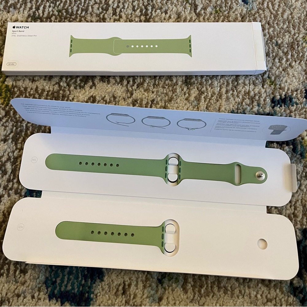 Apple Watch Sport Band in Mint, Stainless Steel pin, 38mm